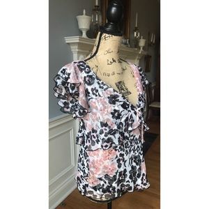 DvF Silk Leopard Print Blouse Sz 2